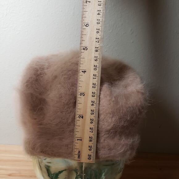 Vintage Women's Angora And Wool Fashion Baret Hat Beige Cream Winter Old Money - Picture 2 of 9